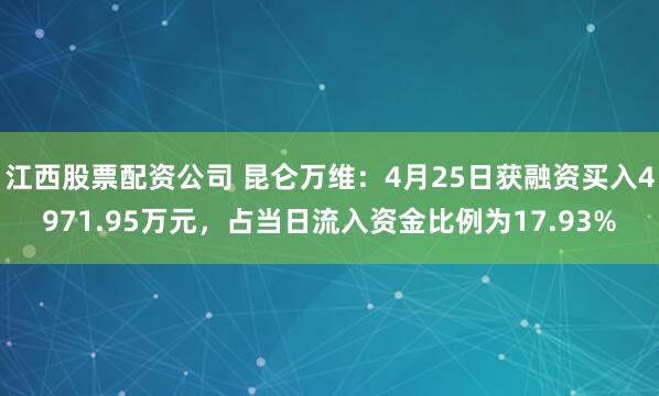 江西股票配资公司 昆仑万维：4月25日获融资买入4971.95万元，占当日流入资金比例为17.93%